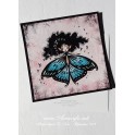 Carte d'art carrée 14x14 cm  'Butterfly Fairy bleue'