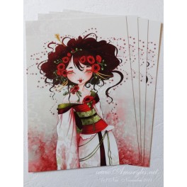 Carte d'art A6 "Geisha Coquelicots"