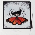 Carte d'art carrée 14x14 cm  "Butterfly Fairy Orange"