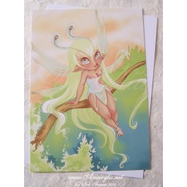 Carte d'art A6 "Fairy Paon"