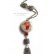 Sautoir orné d'une perle en porcelaine illustrée d'une Kokeshi