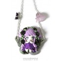 Collier avec pendentif personnage Fée papillon Tons violets