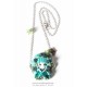 Collier avec pendentif personnage Fée papillon Tons turquoise