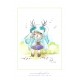 Aquarelle Illustration originale Fille cerf