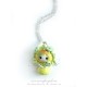 Collier avec pendentif poupée Licorne kawaii pet Tons jaune en pate polymère fait main 